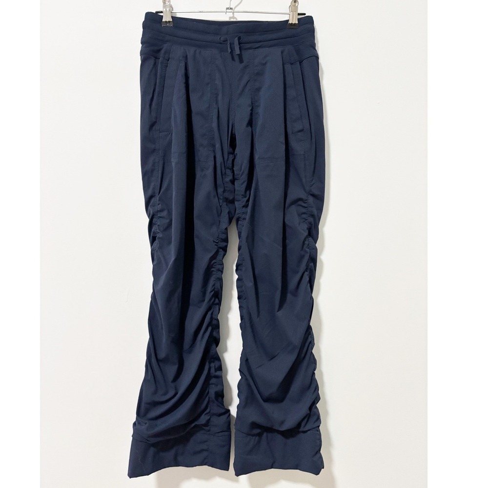 Ivivva Rhythmic Live to Dance Ruched Pants Girls 12 Navy Blue Drawstring Pockets